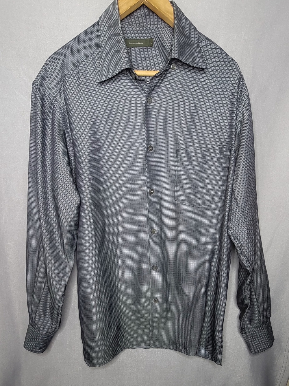 Ermenegildo Zegna Men's Dress Shirt Long Sleeve Patterned Color Grey Size L